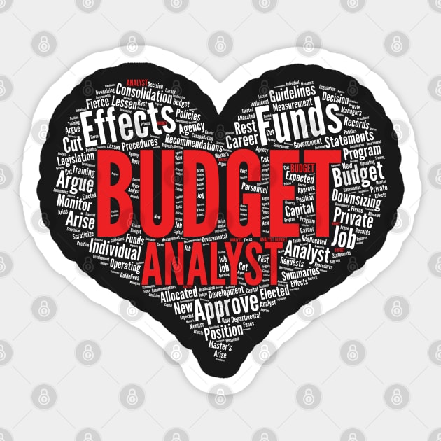 Budget Analyst Heart Shape Word Cloud Design Finance design Sticker by theodoros20